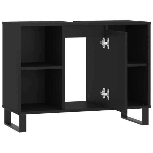 Mueble de baño madera de ingeniería negro 80x33x60 cm M 5