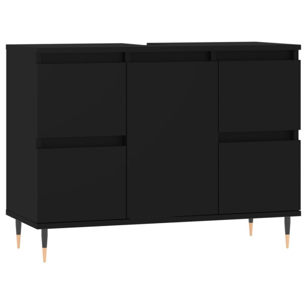 Mueble de baño madera de ingeniería negro 80x33x60 cm M 2