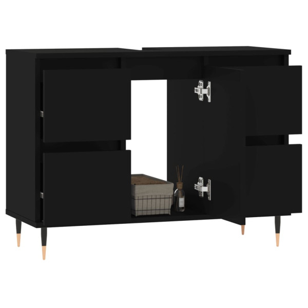 Mueble de baño madera de ingeniería negro 80x33x60 cm M 3