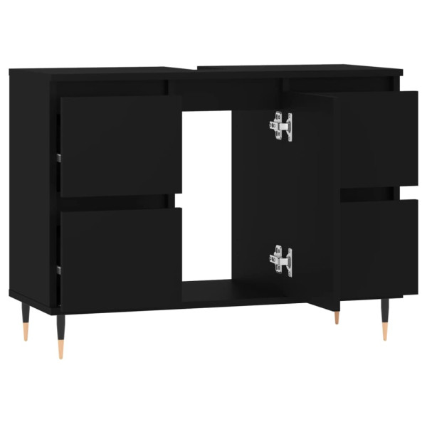 Mueble de baño madera de ingeniería negro 80x33x60 cm M 4