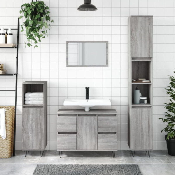 Mueble de baño madera de ingeniería gris Sonoma 80x33x60 cm D