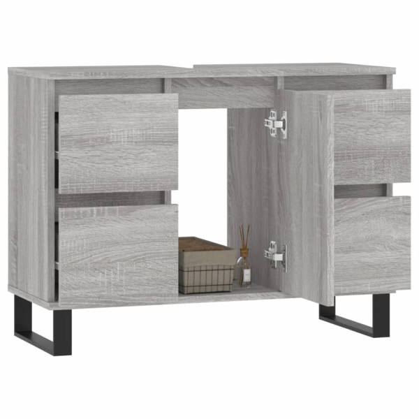 Mueble de baño madera de ingeniería gris Sonoma 80x33x60 cm M 3