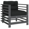 Sillones de jardín con cojines 2 uds madera maciza de pino gris 3