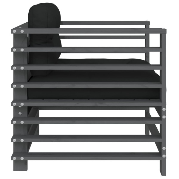 Sillones de jardín con cojines 2 uds madera maciza de pino gris M 5