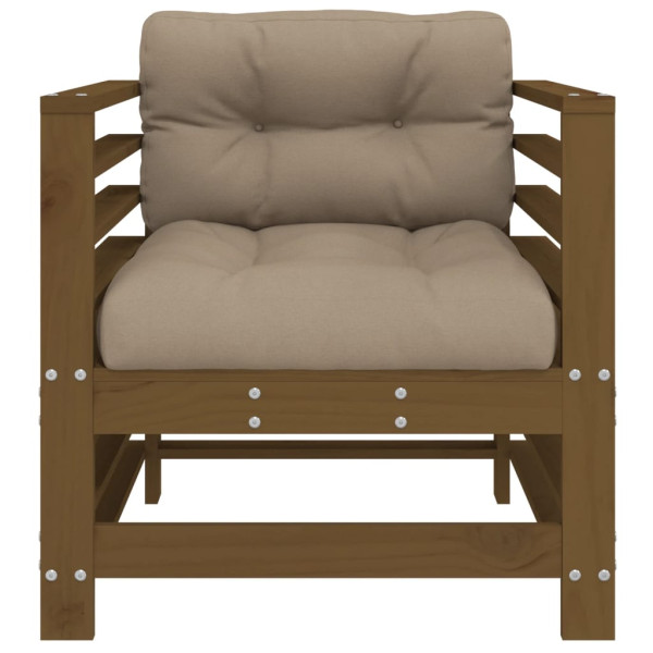 Sillones de jardín cojines 2 uds madera maciza pino marrón miel M 4