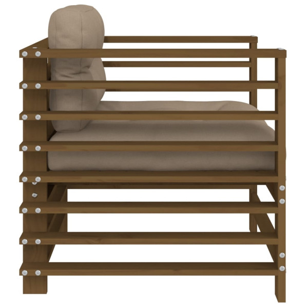 Sillones de jardín cojines 2 uds madera maciza pino marrón miel M 5