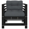 Cadeiras de jardim c/ almofadões 2 pcs pinho maciço preto 4