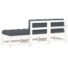 3pcs conjunto lounge jardim c/ almofadões madeira maciça branco 3
