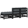 3 pcs conjunto lounge jardim c/ almofadões madeira maciça preto 3