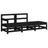 3 pcs conjunto lounge jardim c/ almofadões madeira maciça preto 4