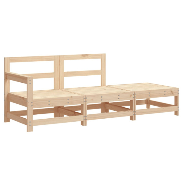 3 pcs conjunto lounge de jardim c/ almofadões madeira maciça M 4