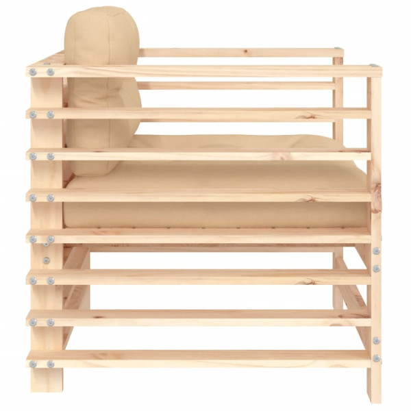 Sillones de jardín con cojines 2 uds madera maciza de pino M 5