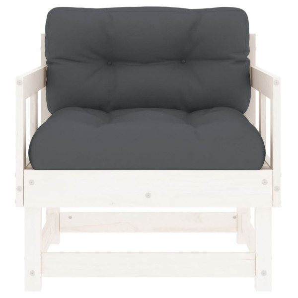 Sillones de jardín con cojines 2 uds madera maciza pino blanco M 4