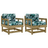 Sillones de jardín con cojines 2 uds madera de pino impregnada 2