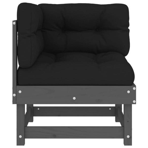 Sofás de canto com almofadões 2 pcs pinho maciço cinzento M 5