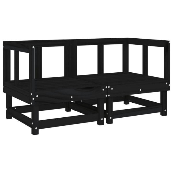 Sofás esquineros con cojines 2 uds madera maciza de pino negro M 3