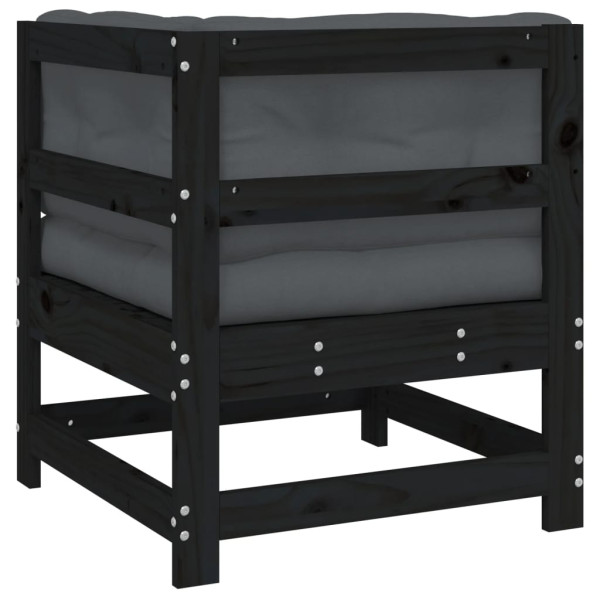 Sofá esquinero con cojines madera maciza de pino negro M 5