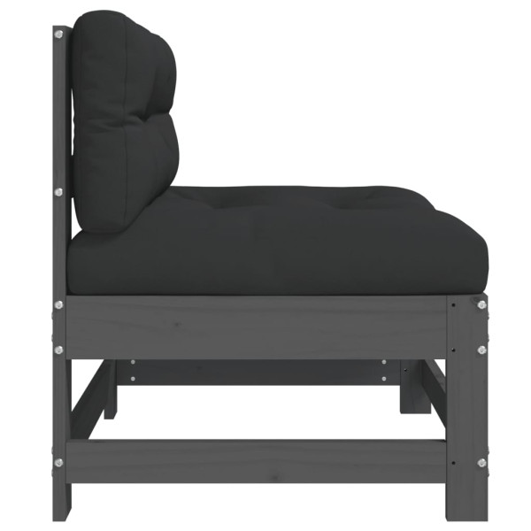 Sofá central con cojines madera maciza de pino gris M 4