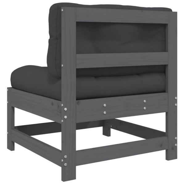 Sofá central con cojines madera maciza de pino gris M 5