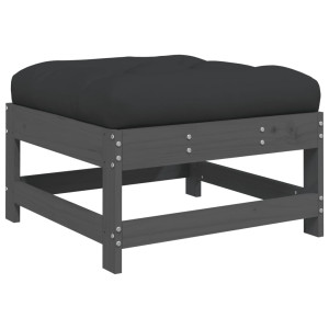 Taburete de jardín con cojín madera maciza de pino gris H