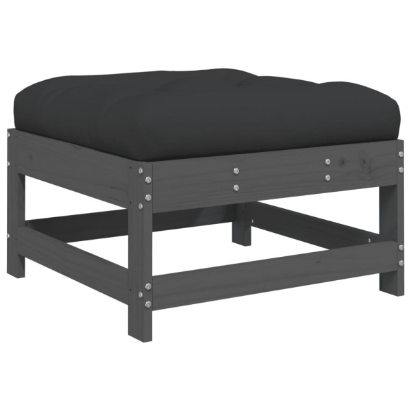 Apoio de pés p/ jardim c/ almofadão pinho maciço cinzento M 2