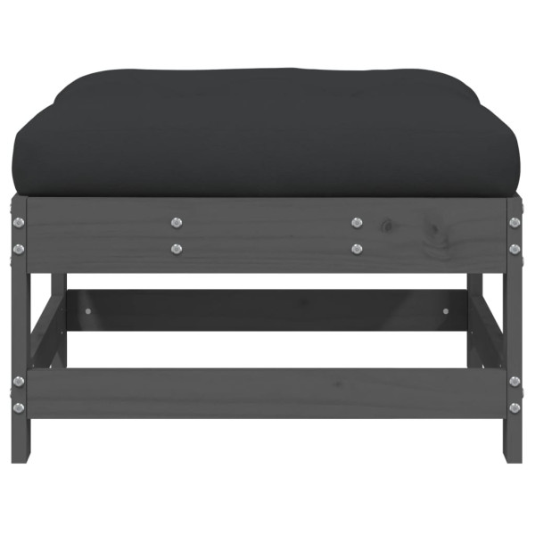 Taburete de jardín con cojín madera maciza de pino gris M 3