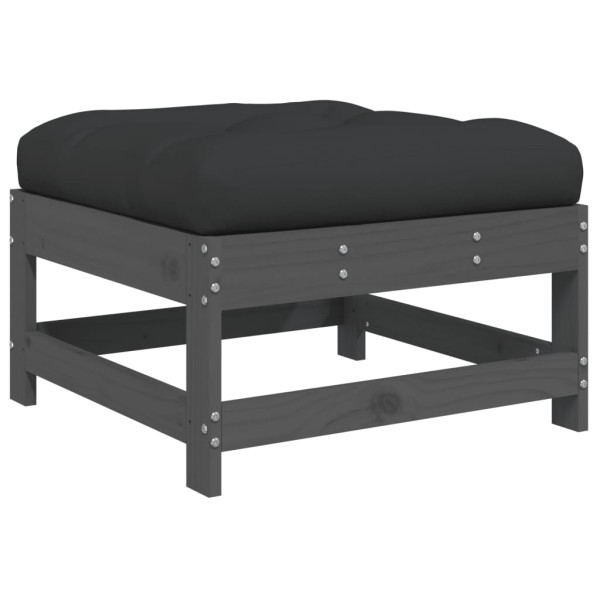 Taburete de jardín con cojín madera maciza de pino gris M 5