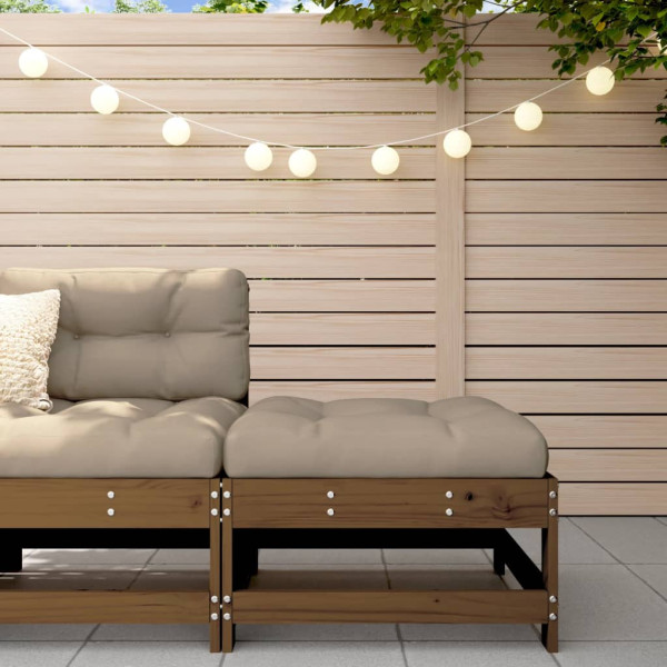 Taburete de jardín con cojín madera maciza de pino marrón miel D