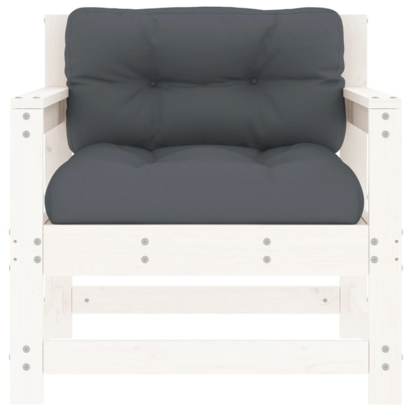 Sillones de jardín con cojines 2 uds madera maciza pino blanco M 4