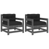 Cadeiras de jardim c/ almofadões 2 pcs pinho maciço cinzento 2