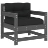 Sillones de jardín con cojines 2 uds madera maciza de pino gris 3