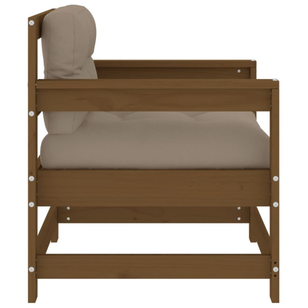 Sillones de jardín cojines 2 uds madera maciza pino marrón miel M 5