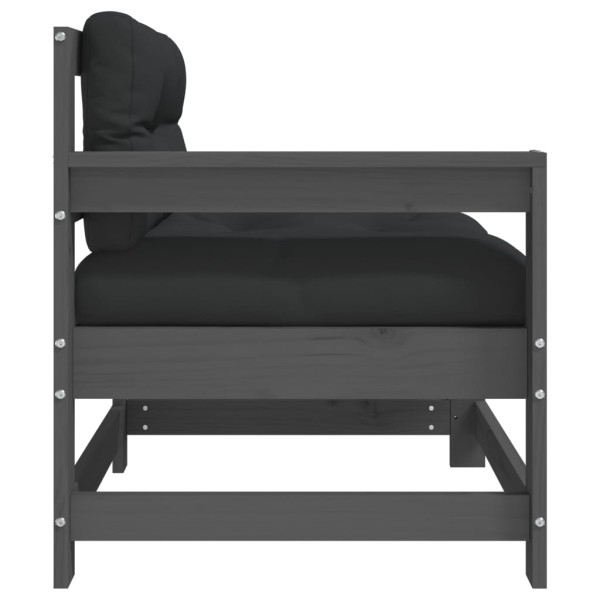 Cadeira de jardim c/ almofadões pinho maciço cinzento M 4