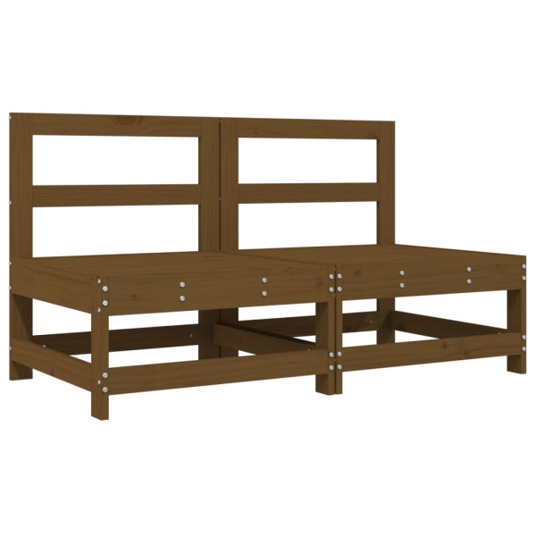 Sofás de centro com almofadões 2 pcs pinho maciço castanho-mel M 3