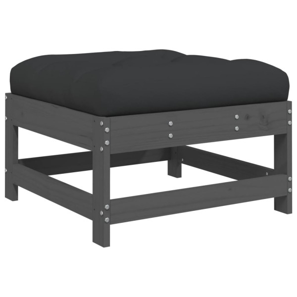 Apoios de pés p/ jardim c/ almofadões 2 pcs pinho maciço cinza M 4