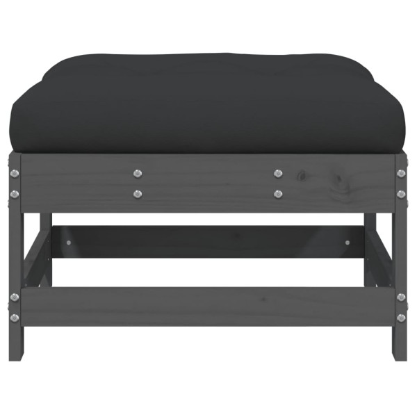 Apoios de pés p/ jardim c/ almofadões 2 pcs pinho maciço cinza M 5