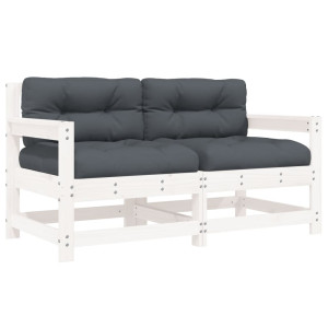 Sillones de jardín con cojines 2 uds madera maciza pino blanco H