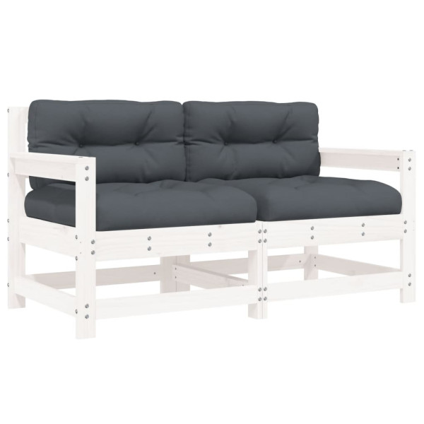 Sillones de jardín con cojines 2 uds madera maciza pino blanco M 2