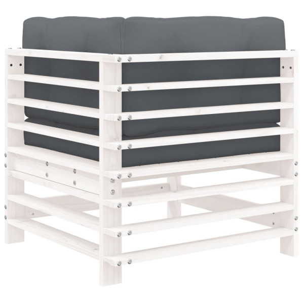 Sofá de canto com almofadões pinho maciço branco M 5