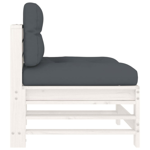 Sofá central con cojines madera maciza de pino blanco M 4