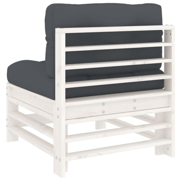 Sofá central con cojines madera maciza de pino blanco M 5