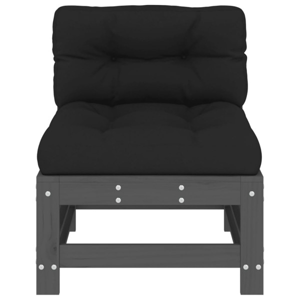 Sofá de centro com almofadões madeira de pinho maciça cinzento M 3