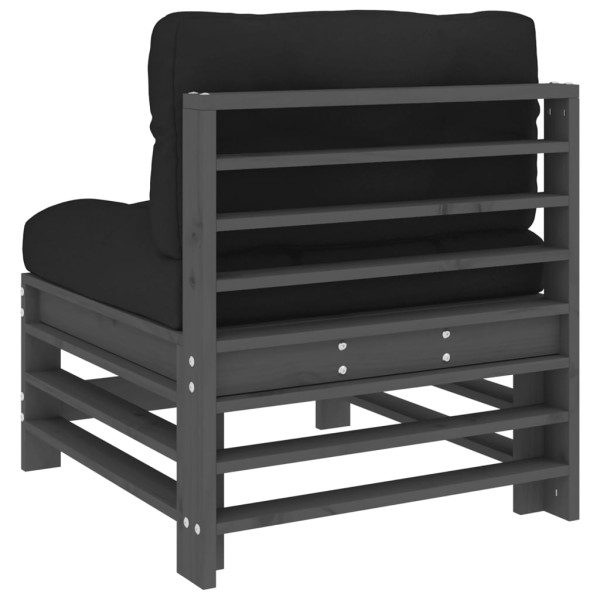 Sofá central con cojines madera maciza de pino gris M 5