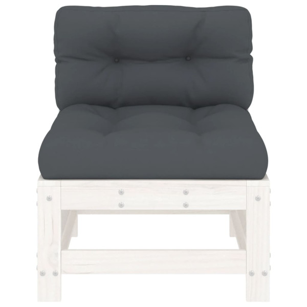 Sofás de centro com almofadões 2 pcs pinho maciço branco M 5