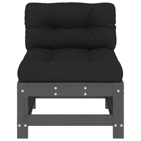 Sofás de centro com almofadões 2 pcs pinho maciço cinzento M 5