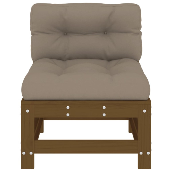 Sofás de centro com almofadões 2 pcs pinho maciço castanho-mel M 5