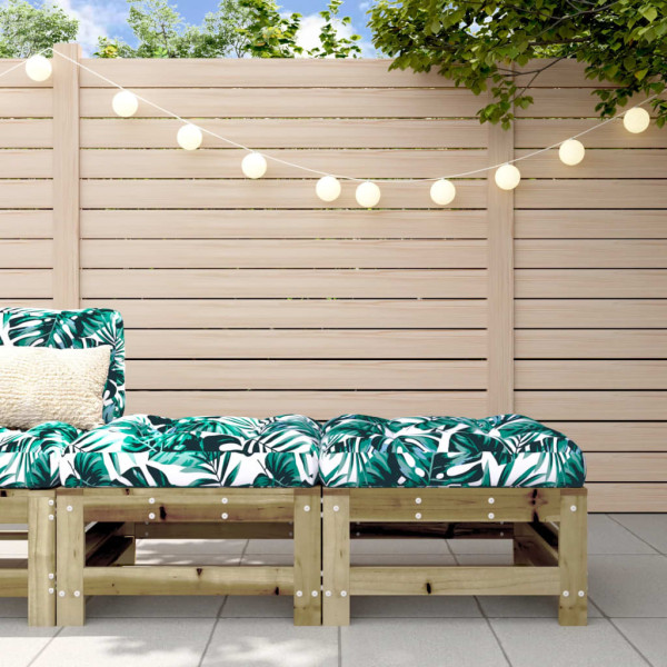Taburetes de jardín con cojines 2 uds madera de pino impregnada D