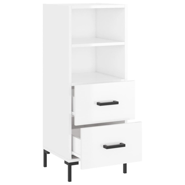 Aparador de madera contrachapada blanco brillante 34.5x34x90 cm M 5