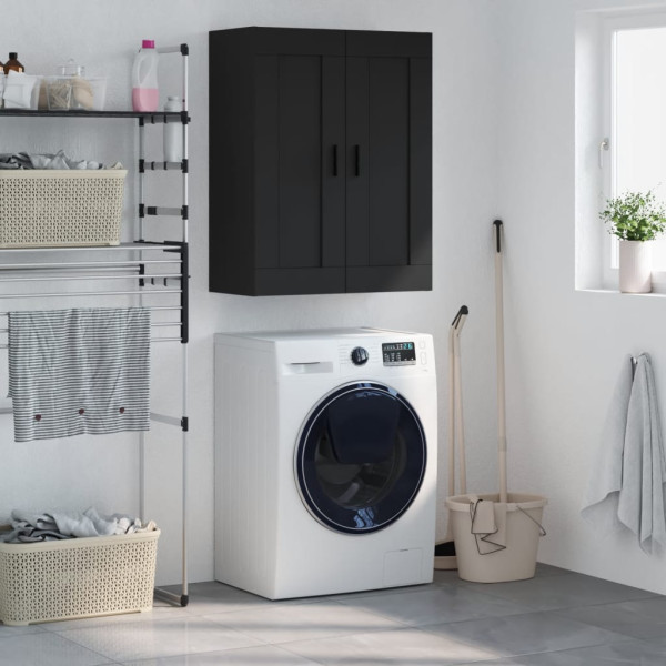 Armario de pared madera de ingeniería negro 69.5x34x90 cm D