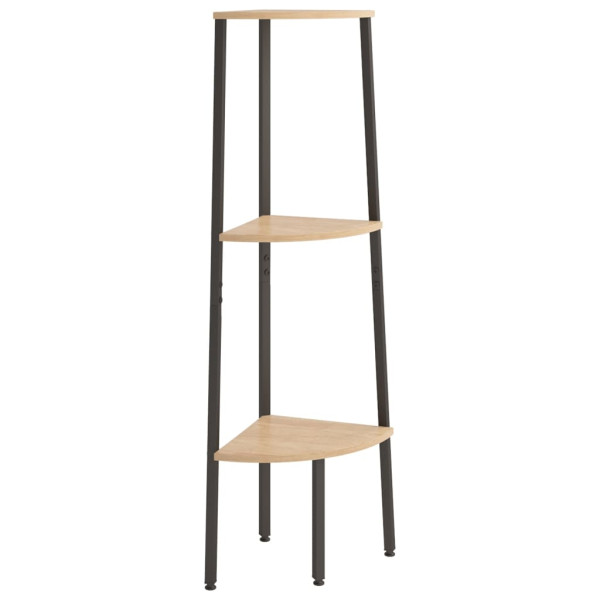 Estantería esquina 3 niveles marrón claro negro 45.5x31.5x120cm M 2